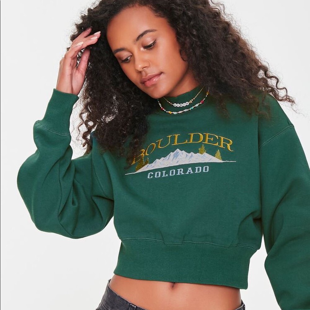 Boulder Colorado crewneck forest green